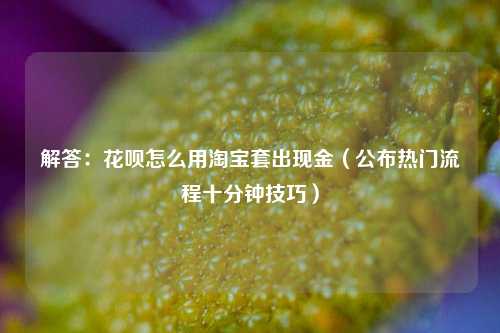 解答：花呗怎么用淘宝套出现金（公布热门流程十分钟技巧）